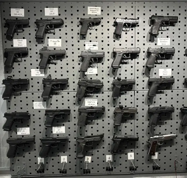 Firearm rentals available including handguns and rifles