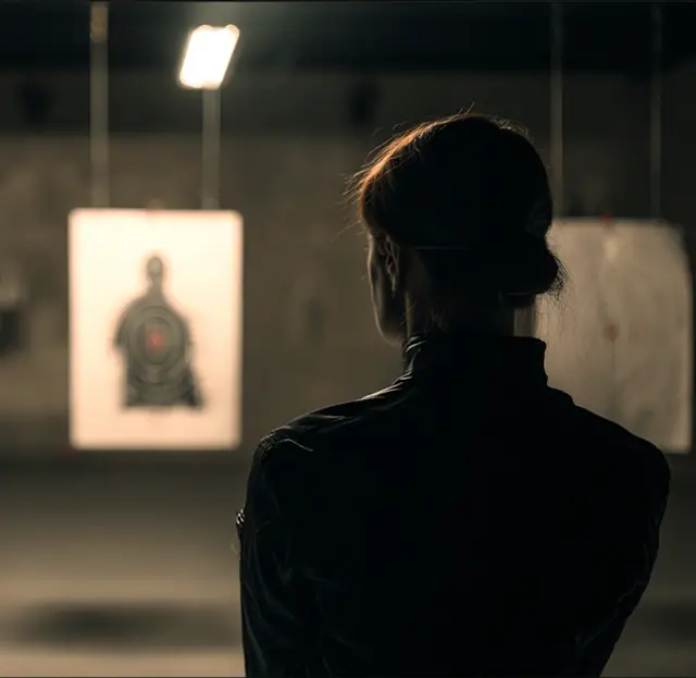 Local shooters practicing at the indoor range