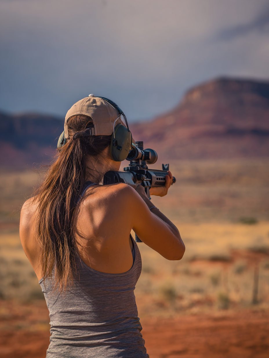 Tourists and visitors enjoying the shooting range experience